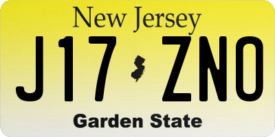 NJ license plate J17ZNO
