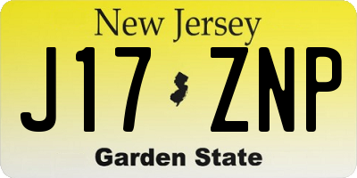 NJ license plate J17ZNP