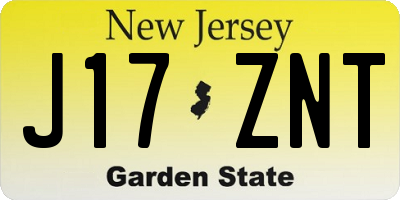 NJ license plate J17ZNT
