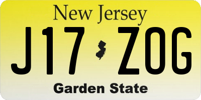 NJ license plate J17ZOG