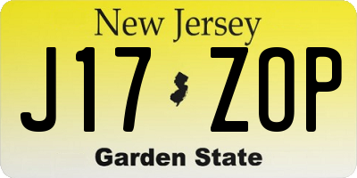 NJ license plate J17ZOP