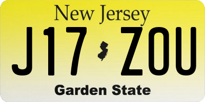 NJ license plate J17ZOU
