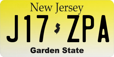 NJ license plate J17ZPA