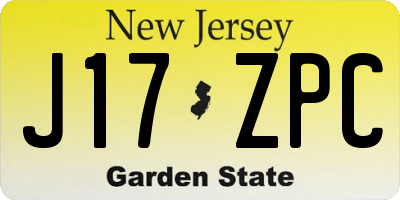 NJ license plate J17ZPC