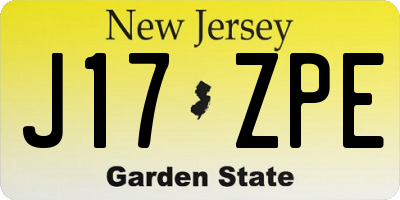 NJ license plate J17ZPE