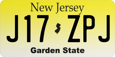 NJ license plate J17ZPJ