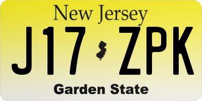 NJ license plate J17ZPK