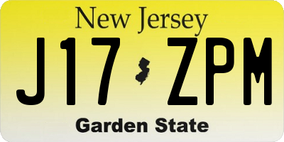 NJ license plate J17ZPM