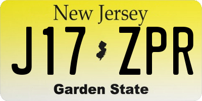 NJ license plate J17ZPR