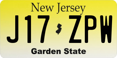 NJ license plate J17ZPW