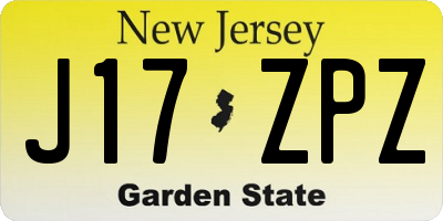 NJ license plate J17ZPZ