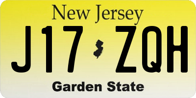NJ license plate J17ZQH
