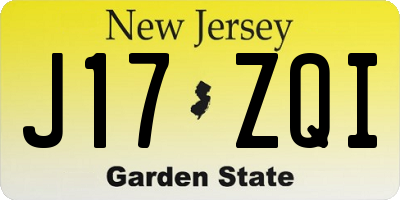 NJ license plate J17ZQI