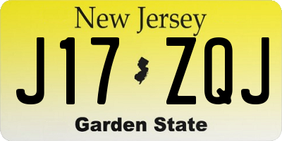 NJ license plate J17ZQJ