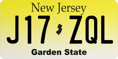 NJ license plate J17ZQL