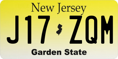 NJ license plate J17ZQM