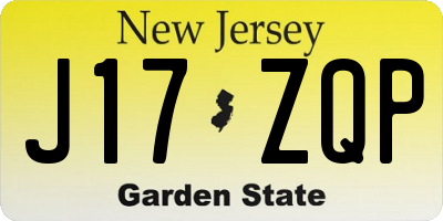 NJ license plate J17ZQP