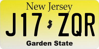NJ license plate J17ZQR