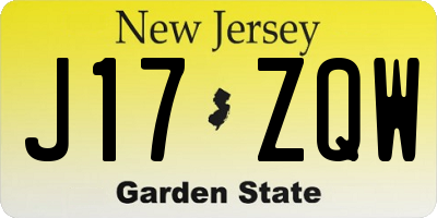 NJ license plate J17ZQW