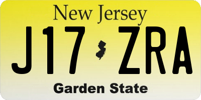NJ license plate J17ZRA