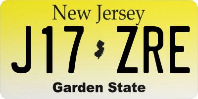 NJ license plate J17ZRE