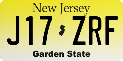 NJ license plate J17ZRF