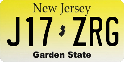 NJ license plate J17ZRG