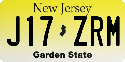 NJ license plate J17ZRM
