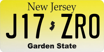 NJ license plate J17ZRO