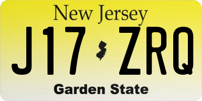NJ license plate J17ZRQ