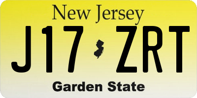 NJ license plate J17ZRT
