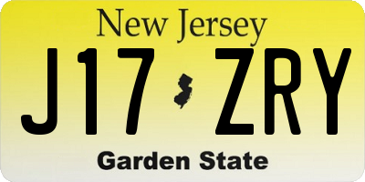 NJ license plate J17ZRY
