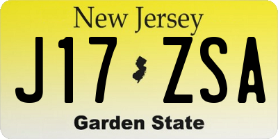 NJ license plate J17ZSA