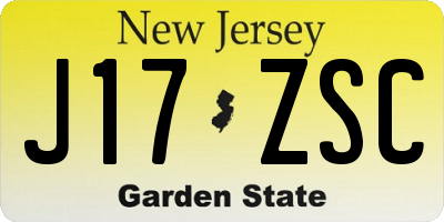 NJ license plate J17ZSC