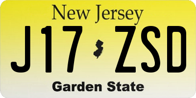 NJ license plate J17ZSD