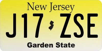 NJ license plate J17ZSE