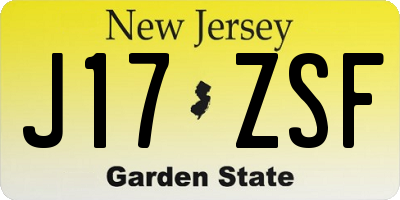 NJ license plate J17ZSF