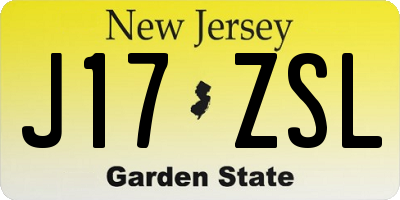 NJ license plate J17ZSL