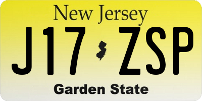 NJ license plate J17ZSP