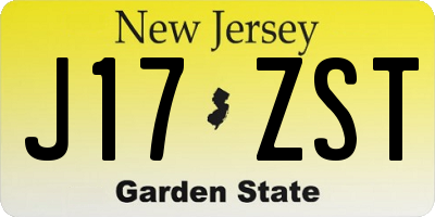NJ license plate J17ZST
