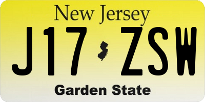 NJ license plate J17ZSW