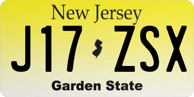 NJ license plate J17ZSX