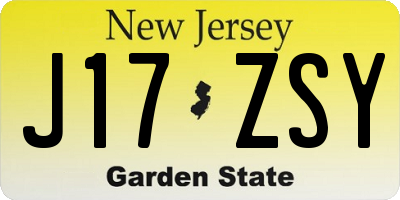NJ license plate J17ZSY
