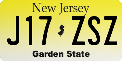 NJ license plate J17ZSZ