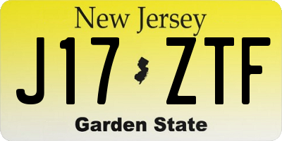 NJ license plate J17ZTF