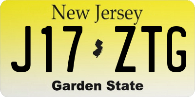 NJ license plate J17ZTG