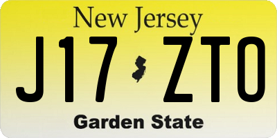 NJ license plate J17ZTO