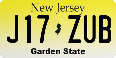 NJ license plate J17ZUB