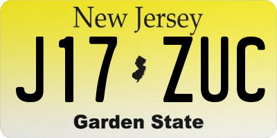 NJ license plate J17ZUC