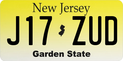 NJ license plate J17ZUD